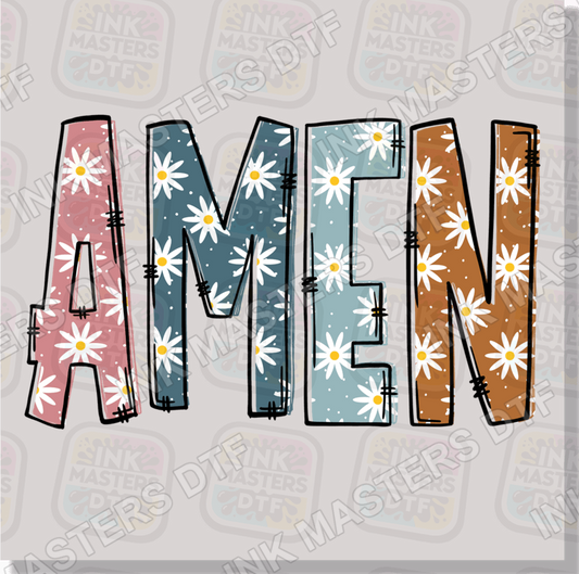 Amen Daisy Pattern DTF Transfer - Ink Masters DTF