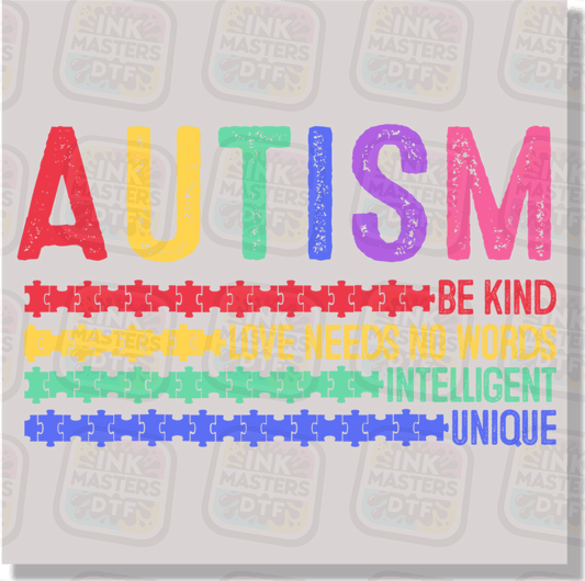 Autism Be Kind DTF Transfer - Ink Masters DTF