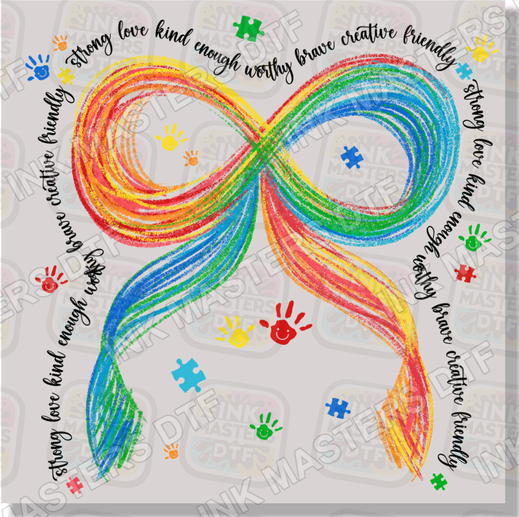 Autism Bow Colorful DTF Transfer - Ink Masters DTF