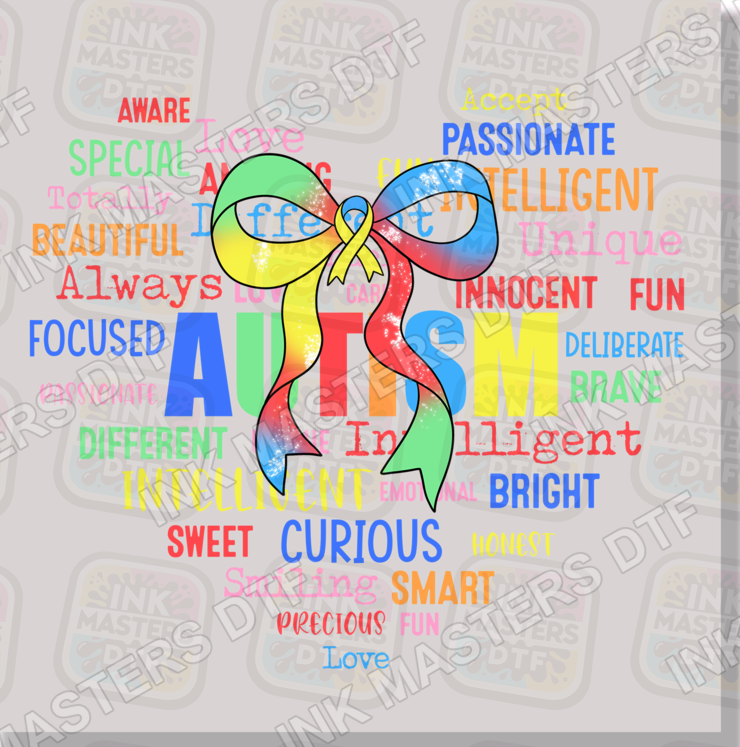 Autism Awareness Heart Bow DTF Transfer - Ink Masters DTF