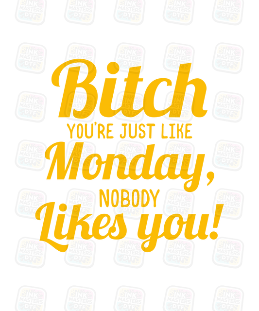 Bitch You're Just Like Monday, Nobody Likes You DTF Transfer - Ink Masters DTF