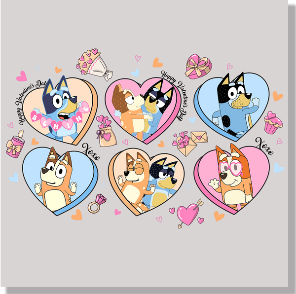 Bluey Happy Valentine's Day DTF Transfer - Ink Masters DTF