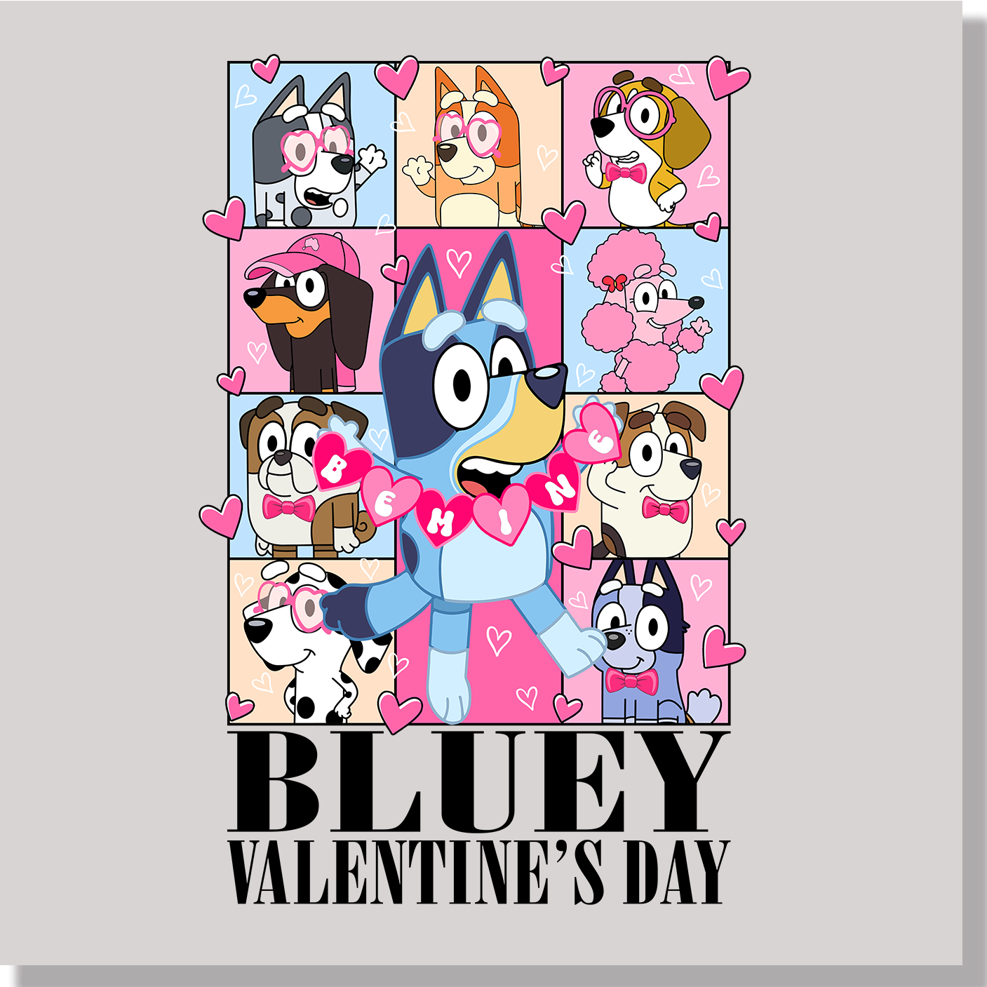 Bluey Valentine's Day DTF Transfer