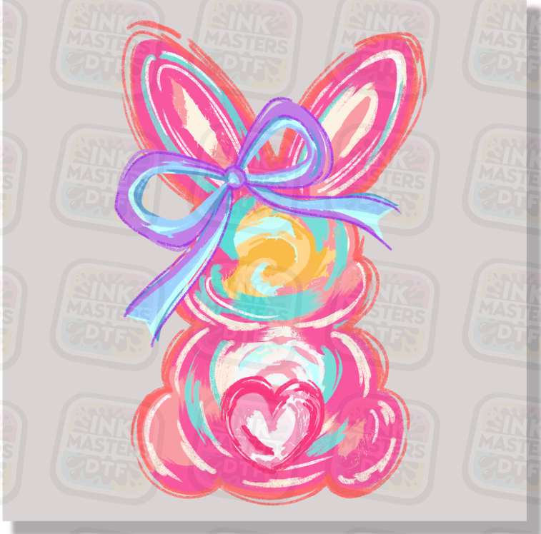 Brushstroke Pink Easter Bunny DTF Transfer