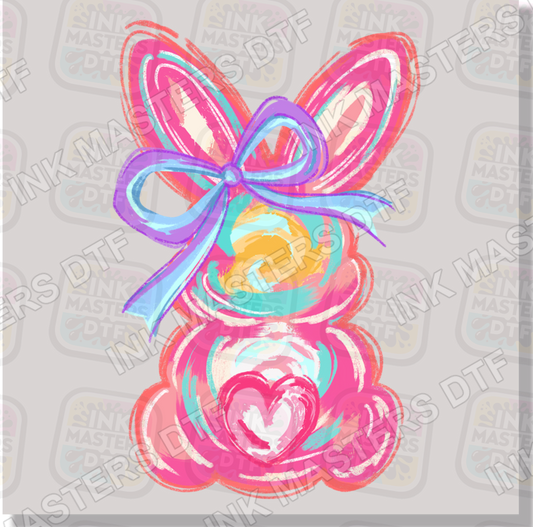 Brushstroke Pink Easter Bunny DTF Transfer - Ink Masters DTF