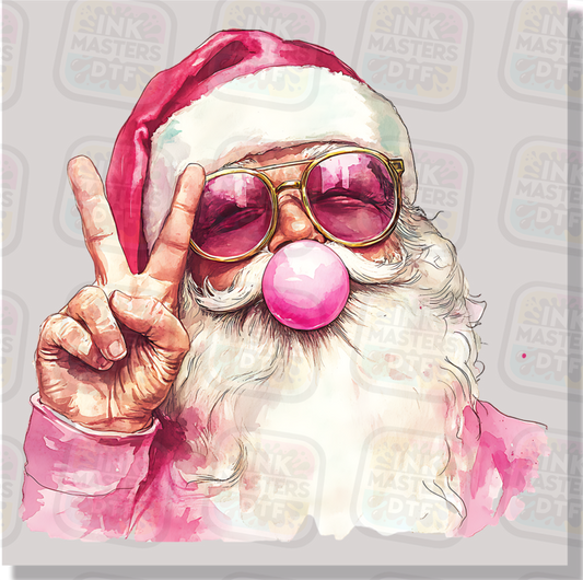 Bubblegum Santa DTF Transfer