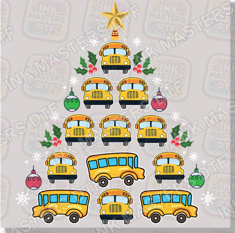 Bus Driver Christmas Tree DTF Transfer - Ink Masters DTF