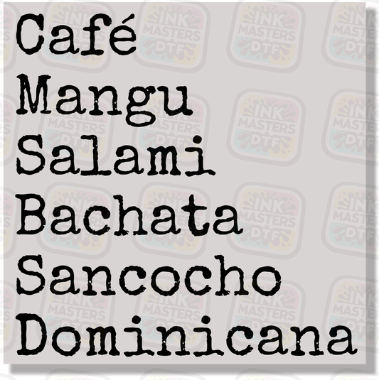 Cafe Mangu Salami Bachata Sancocho Dominicana DTF Transfer - Ink Masters DTF