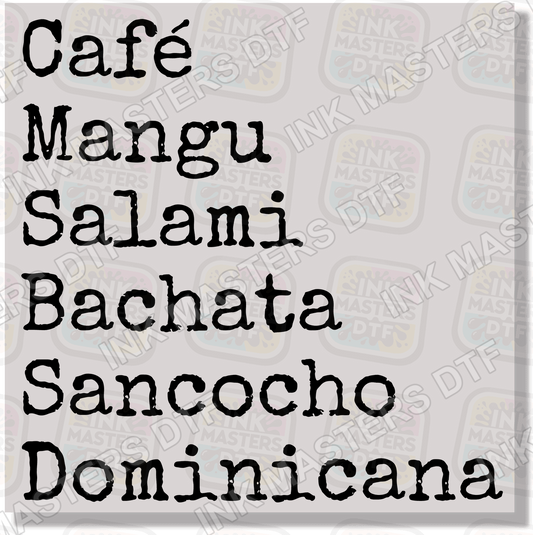 Cafe Mangu Salami Bachata Sancocho Dominicana DTF Transfer - Ink Masters DTF