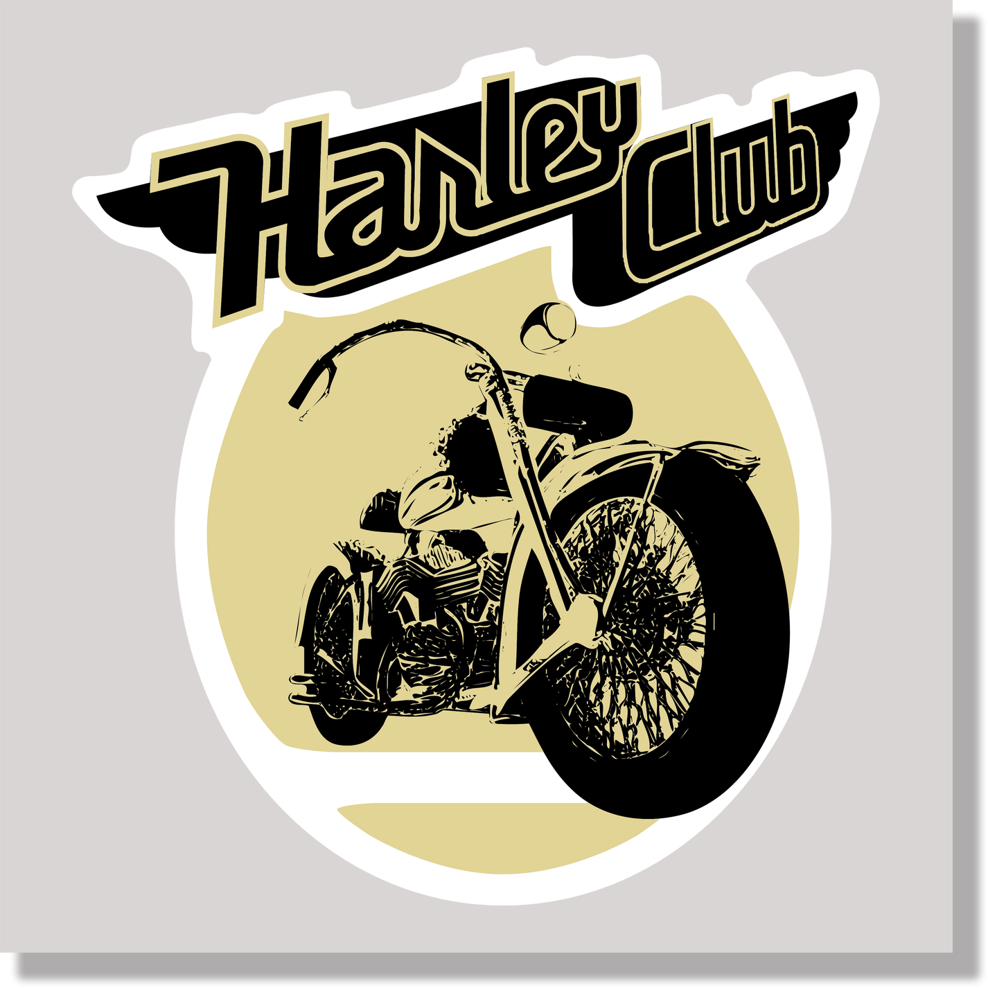 cars harley club motorcycle vintage black DTF Transfer