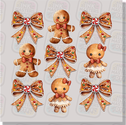 Gingerbread And Bows DTF Transfer