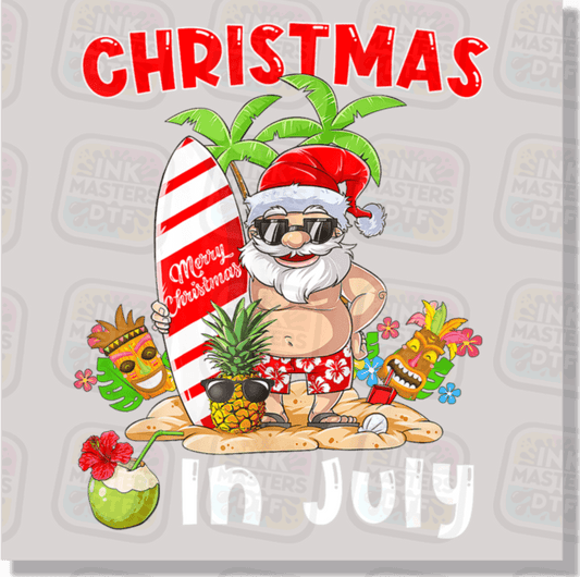 Christmas In July Surfing Santa DTF Transfer - Ink Masters DTF