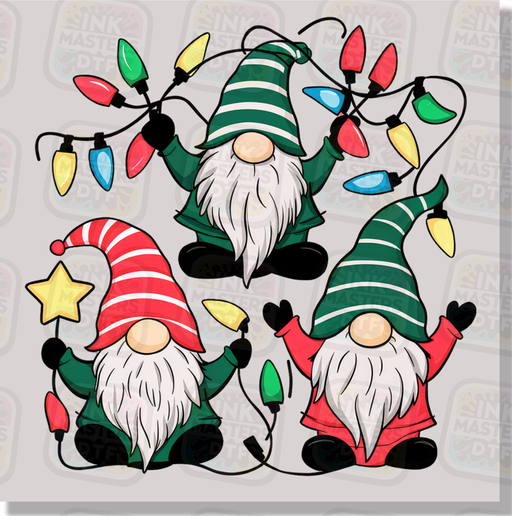 Christmas Light Gnomes DTF Transfer