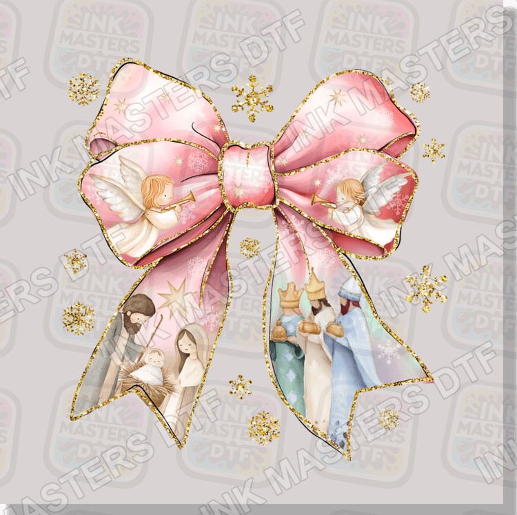Christmas Religion Pink Bow DTF Transfer - Ink Masters DTF