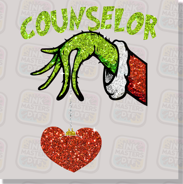 Counselor Green Christmas Monster Holding Ornament DTF Transfer