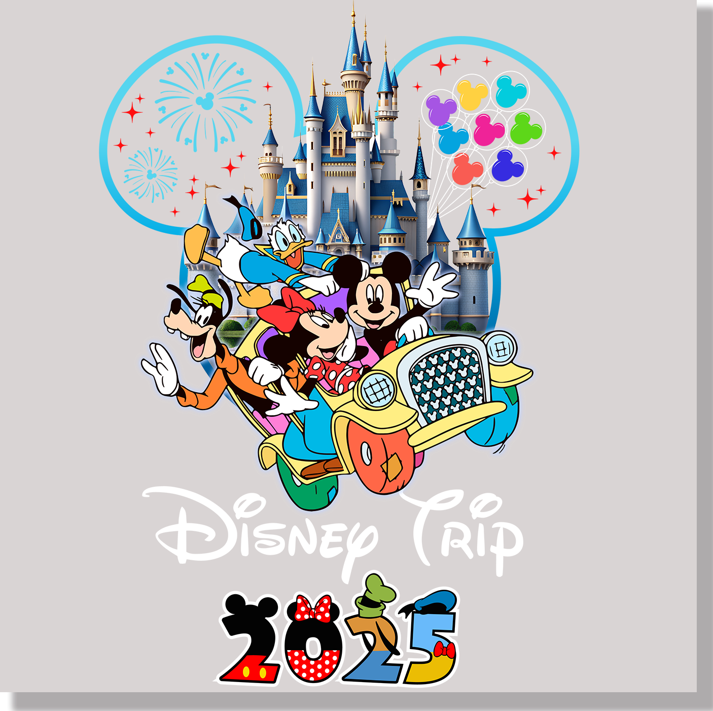 Disney Trip Mickey And Friends Car 2025 DTF Transfer