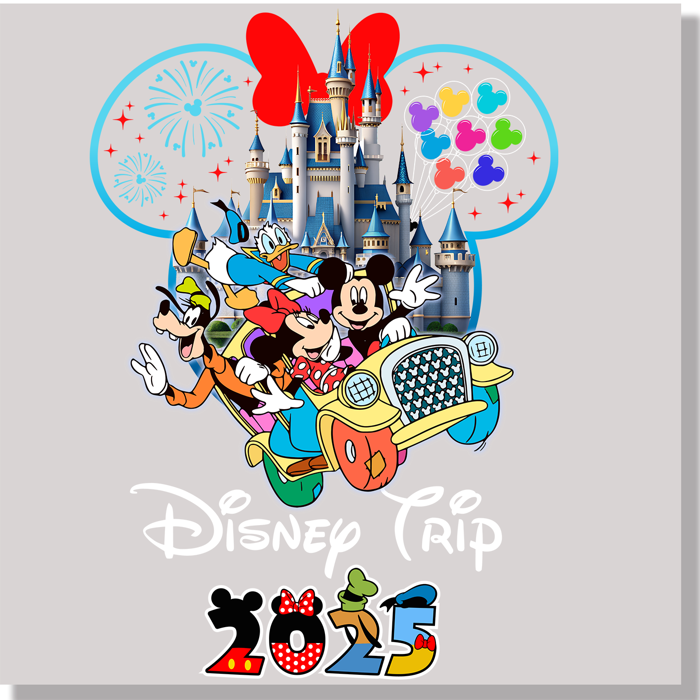 Disney Trip Mickey And Friends Car 2025 DTF Transfer