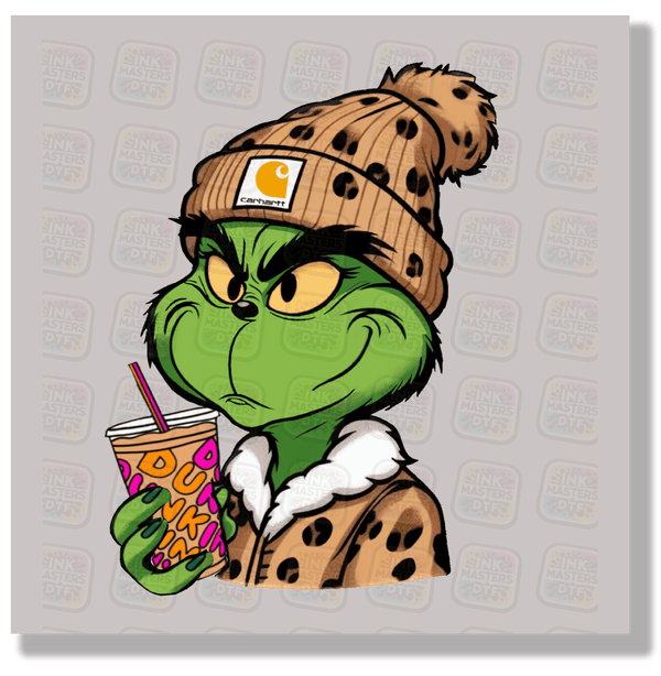 Boujie Green Christmas Holding Iced Coffee DTF Transfer - Ink Masters DTF