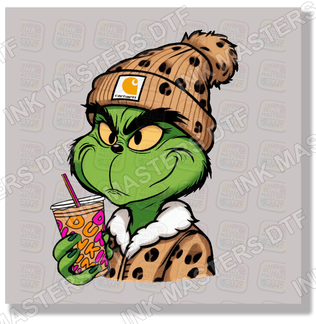 Boujie Green Christmas Holding Iced Coffee DTF Transfer - Ink Masters DTF