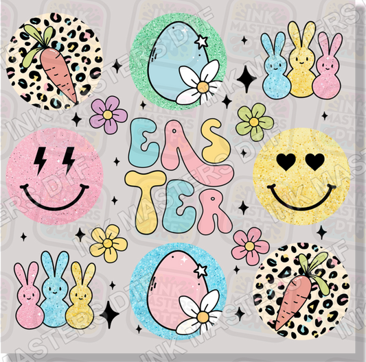 Easter Retro With Smiley Faces DTF Transfer - Ink Masters DTF