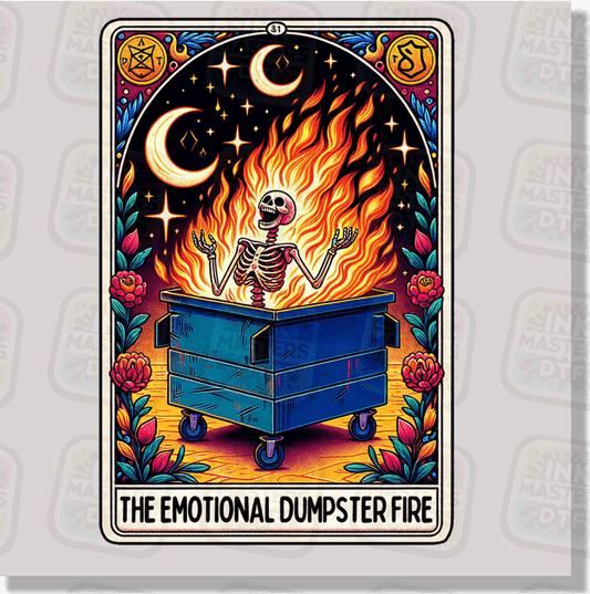 The Emotional Dumpster Fire Tarot Card DTF Transfer - Ink Masters DTF