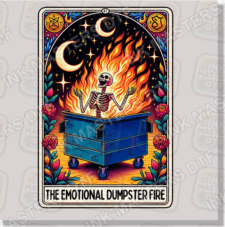 The Emotional Dumpster Fire Tarot Card DTF Transfer - Ink Masters DTF