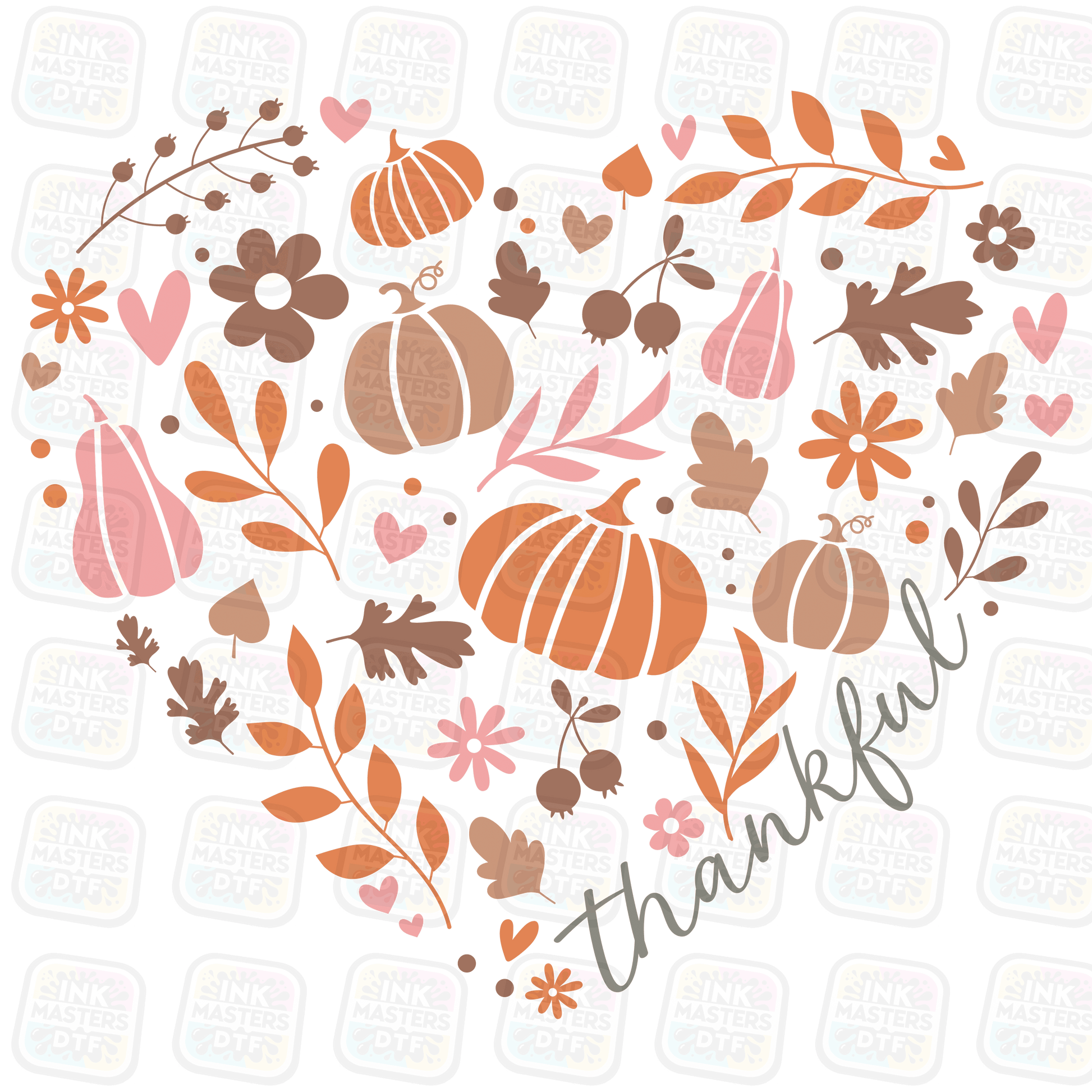 Fall/Thanksgiving Heart DTF Transfer - Ink Masters DTF