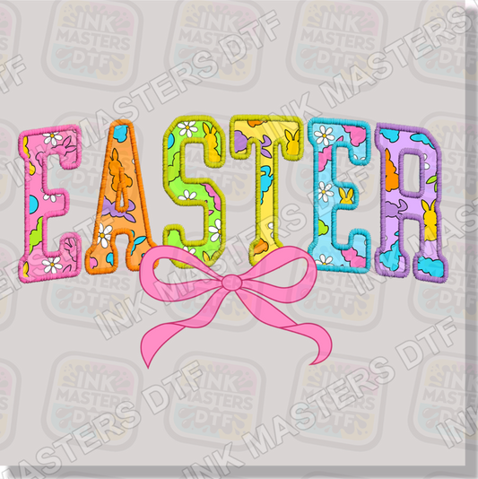 Fuax Embroidery Easter With Bow DTF Transfer - Ink Masters DTF