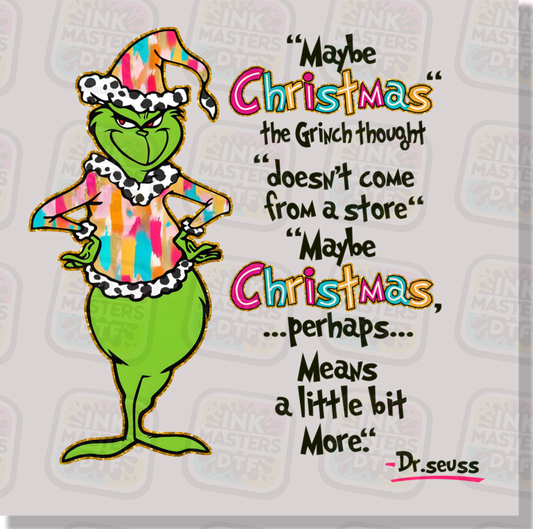 Green Christmas Monster And Quote DTF Transfer