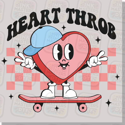 Heart Throb Cute Heart On Skateboard DTF Transfer