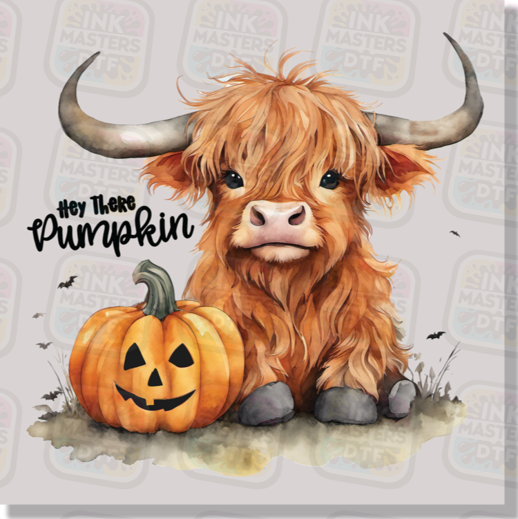 Hey There Pumpkin Fall Highland Cow DTF Transfer