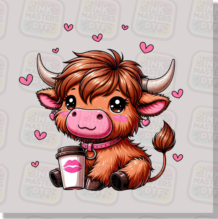 Highland Valentine Cow DTF Transfer