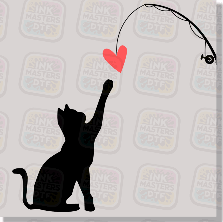 Hooked On Love Black Cat DTF Transfer