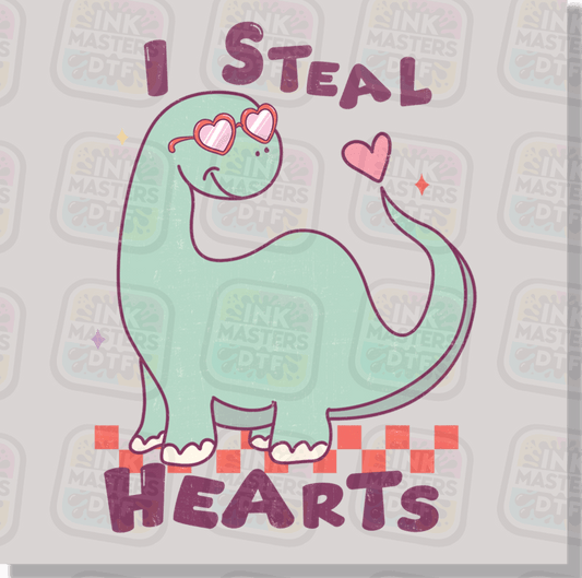 I Steal Hearts Girl Dino DTF Transfer