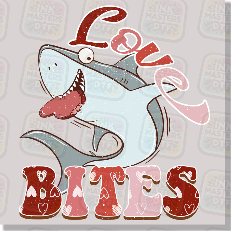 Love Bites Valentine Shark DTF Transfer