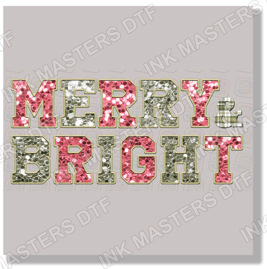 Merry & Bright Pink DTF Transfer - Ink Masters DTF