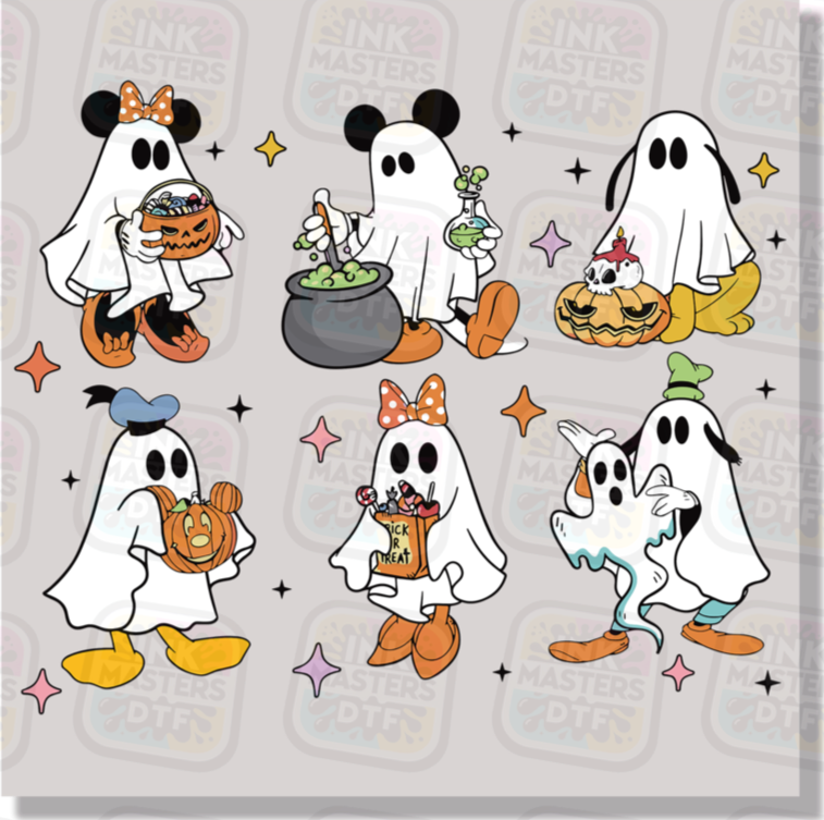 Mouse And Friends Trick Or Treat Ghost DTF Transfer