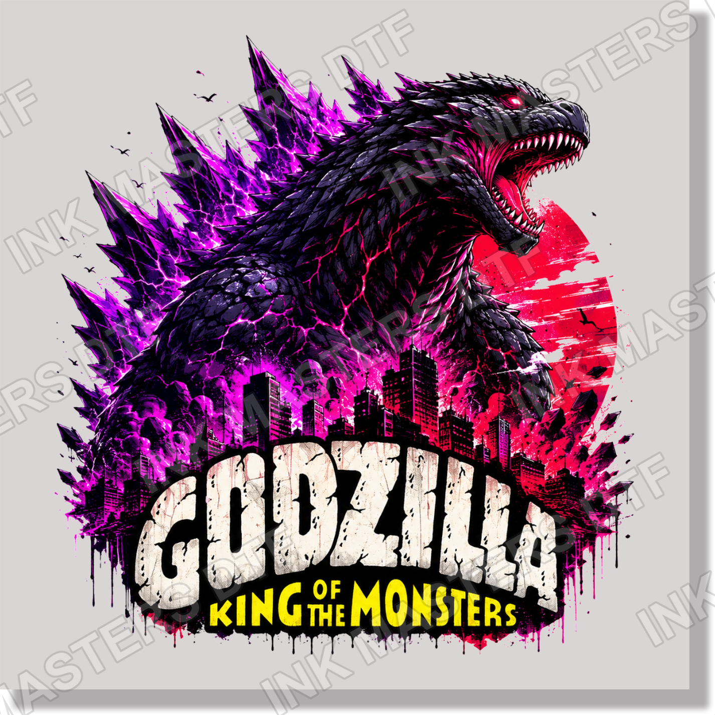 Godzilla King Of The Monsters Neon DTF Transfer