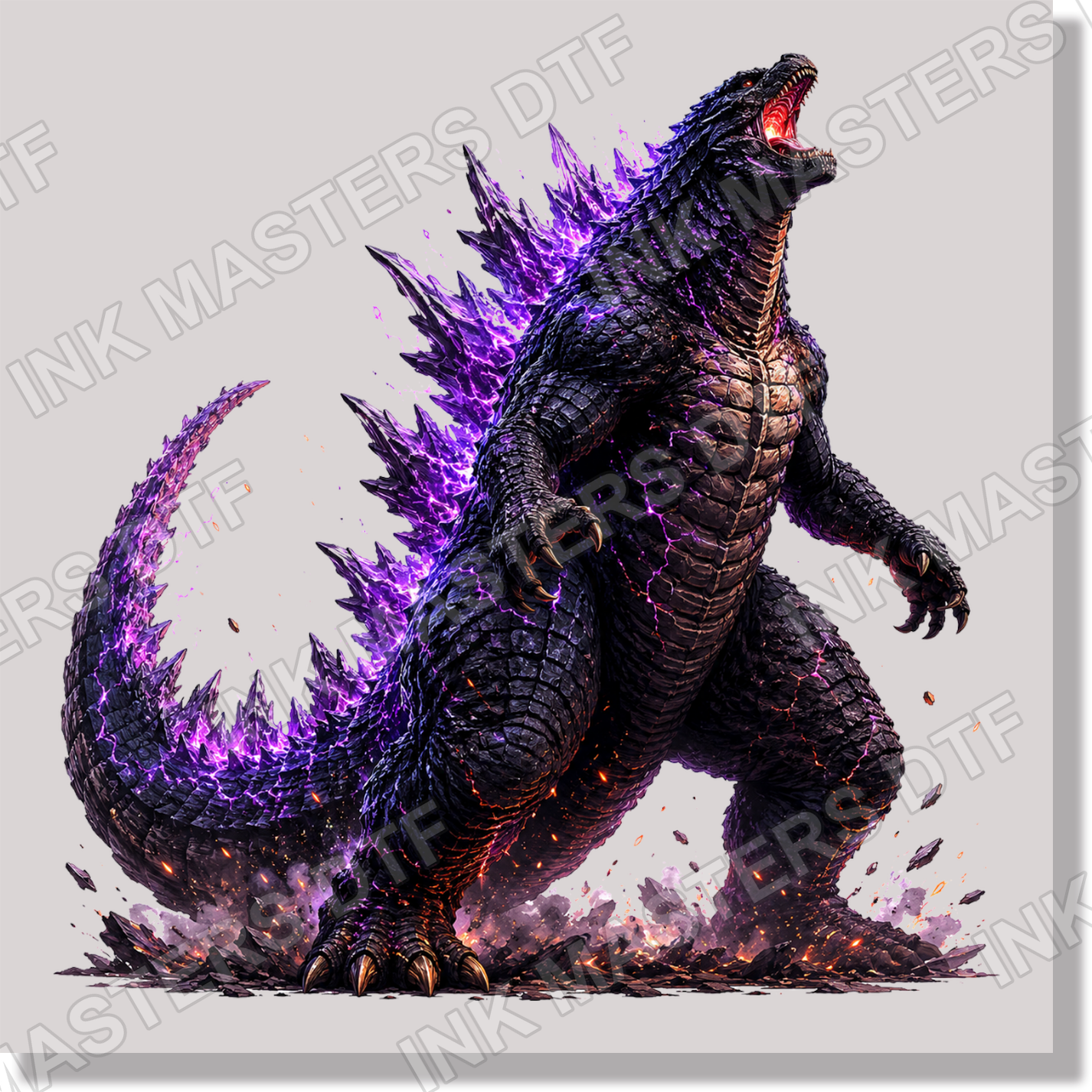 Godzilla Purple Spikes Kaiju Monster DTF Transfer