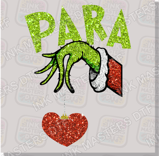 Para Green Christmas Monster Holding Ornament DTF Transfer - Ink Masters DTF