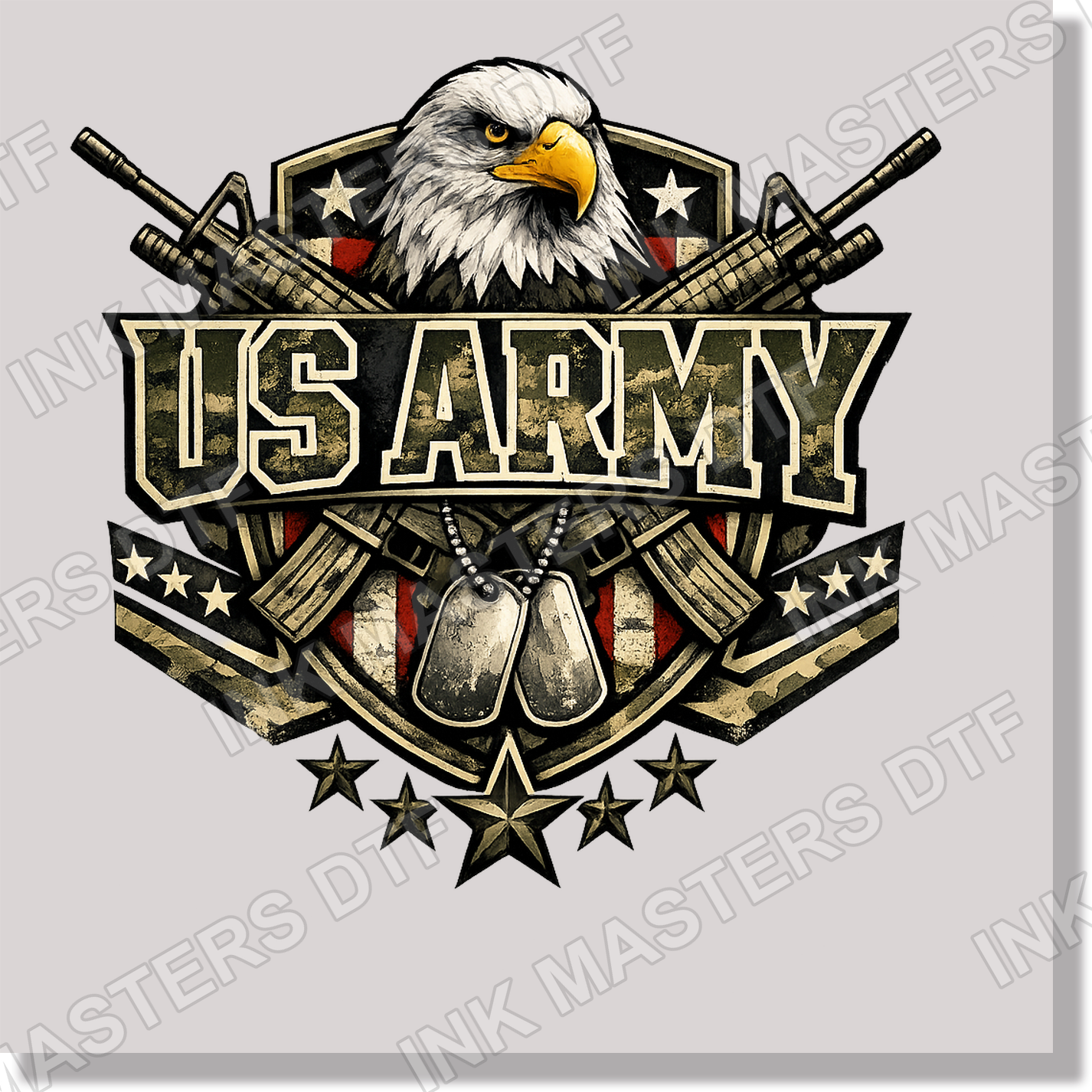 Us Army Eagle Dog Tags Stars DTF Transfer