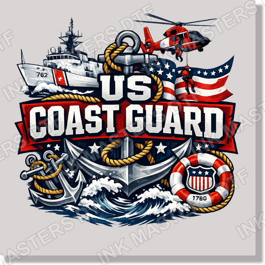 Us Coast Guard Anchor Helicopter Boat DTF Transfer