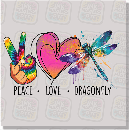 Peace Love Dragonfly DTF Transfer - Ink Masters DTF