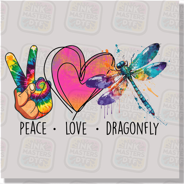 Peace Love Dragonfly DTF Transfer - Ink Masters DTF