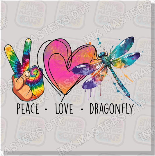 Peace Love Dragonfly DTF Transfer - Ink Masters DTF
