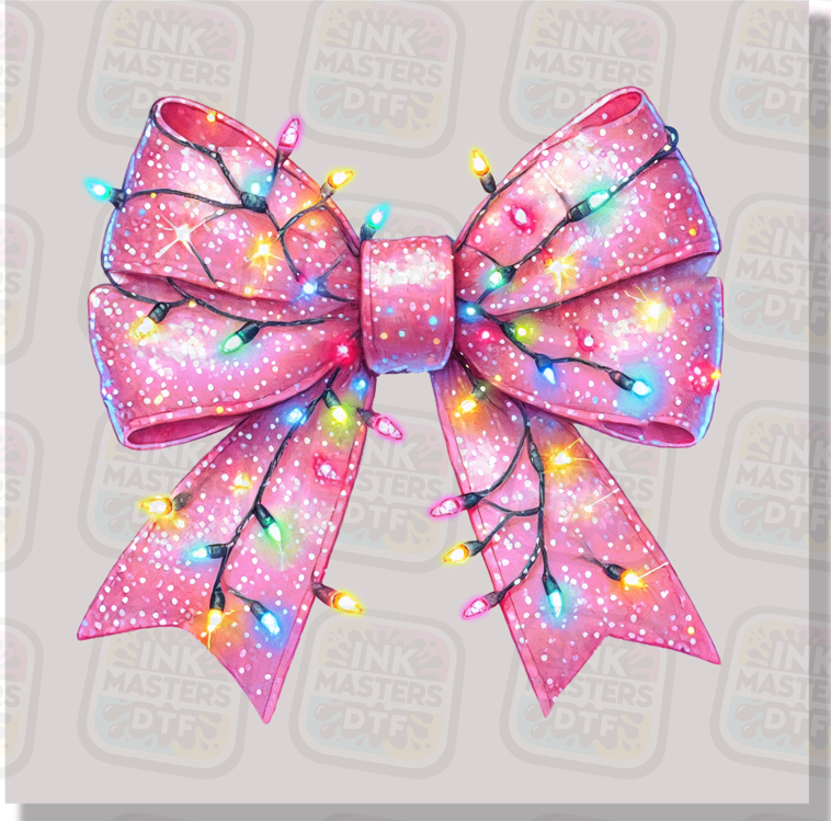 Pink Shimmer Christmas Bow DTF Transfer