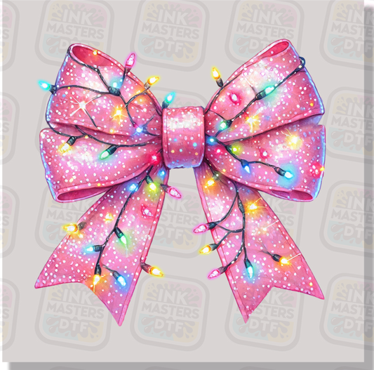 Pink Shimmer Christmas Bow DTF Transfer