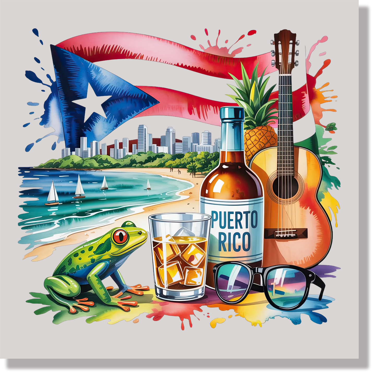 puerto rico beach paradise vibes awareness and causes DTF Transfer