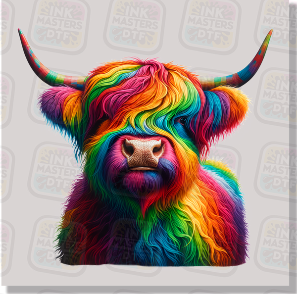 Rainbow Pride Highland Cow DTF Transfer - Ink Masters DTF