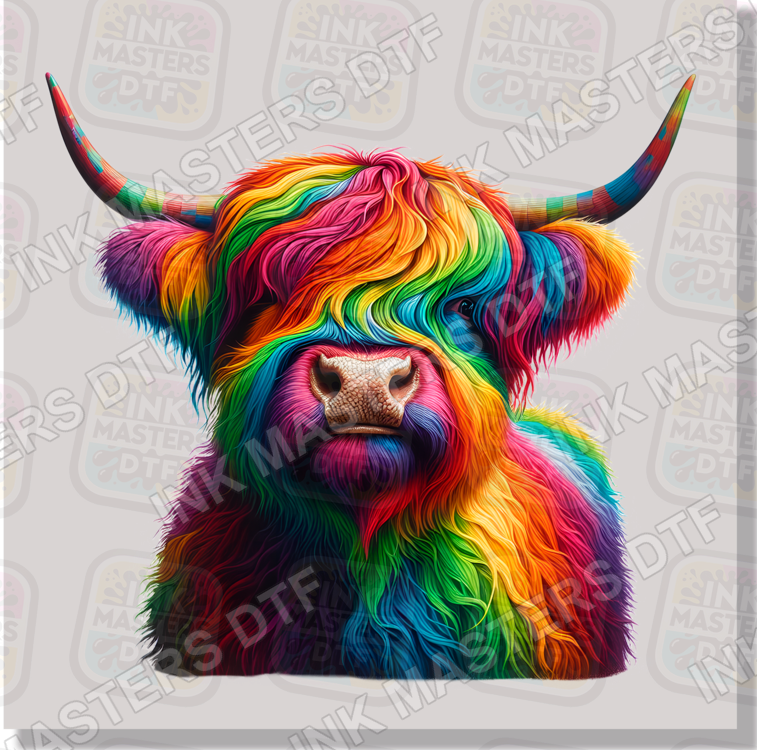 Rainbow Pride Highland Cow DTF Transfer - Ink Masters DTF